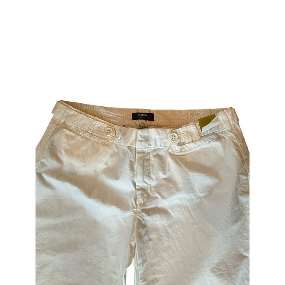 Old Navy Low Waist Ankle Pant Women's Size 12 White Straight Leg Mid Rise Cotton - Picture 6 of 7